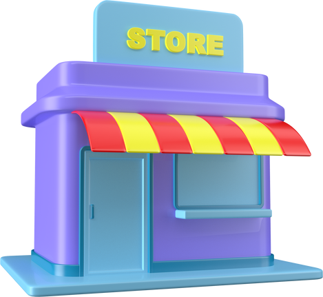 3d Store icon floating shopping items icon isolated cutout